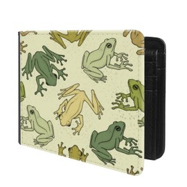 Trofung (Frog Pattern Front Pocket Slim Bifold Leather Wallet RFID Blocking with ID Window for Men