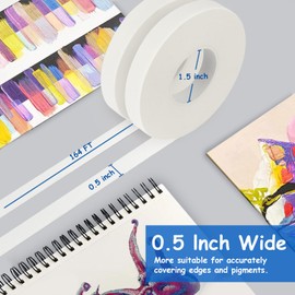 ZARBRE Artist Tape, 2 Pack White Art Tape for Watercolor Paper, Medium Tack Masking Drafting Tape for Painting Canvas Framing, Acid-Free, 0.5in Wide 328FT Long Total
