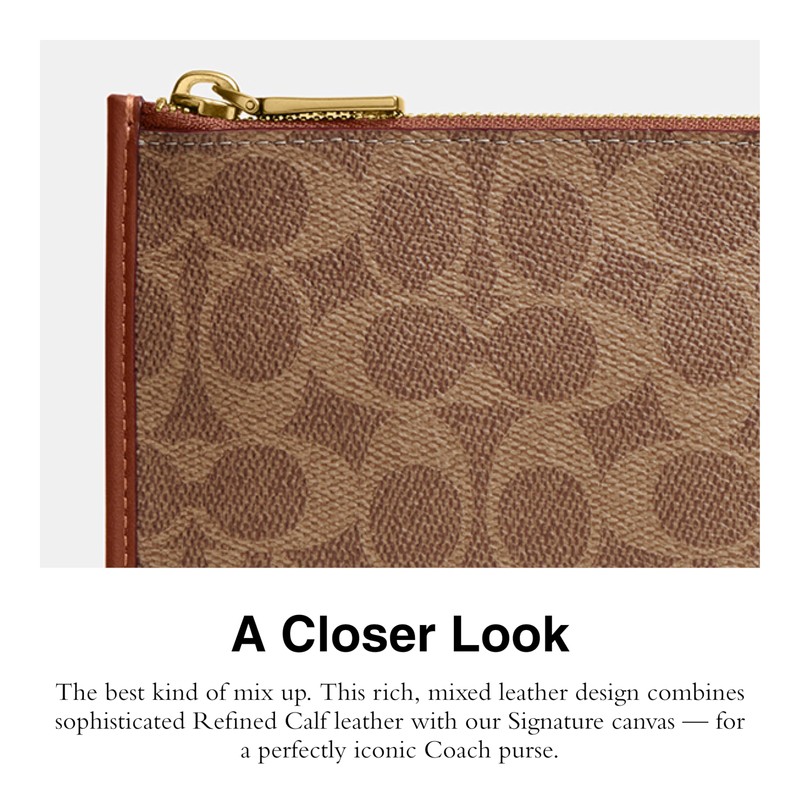 Coach Zip Pouch, B4/Tan Caramel