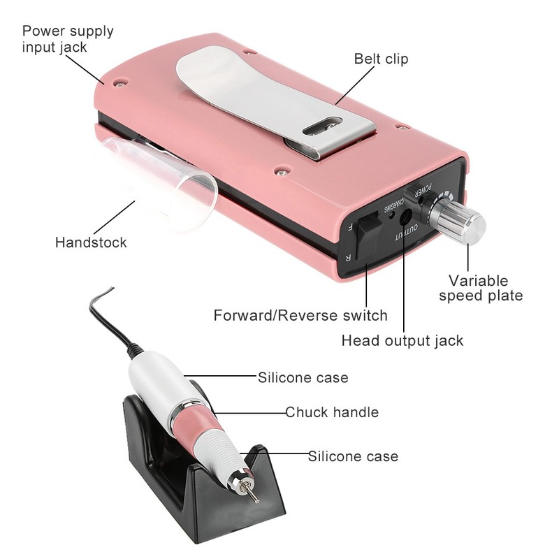 Rechargeable Nail Drill Machine Manicure Pedicure Polishing File Nail Art
