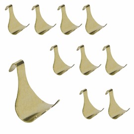 SUL Brass Plated Moulding Hook Picture Rail Hooks Hangers, Picture Moulding Rail Frame Hook Hangers for Art Exhibition Gallery Picture Billboards Hanging Clothes Keys Holder – Brass (10 PK)