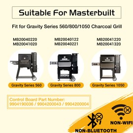 Smoker Parts for Masterbuilt Gravity Series 560 800 1050 Control Panel Replacement Electric Power Adapter Cords Hopper Lid Door Switch Fan Wire Digital Charcoal Grill MB20041020 MB20040122 (Non-WiFi)