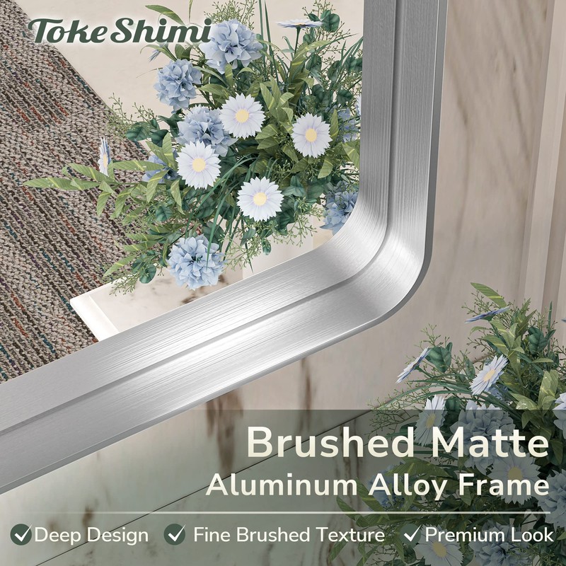 TokeShimi 20 x 30 Inch Silver Bathroom Wall Mirror Vanity