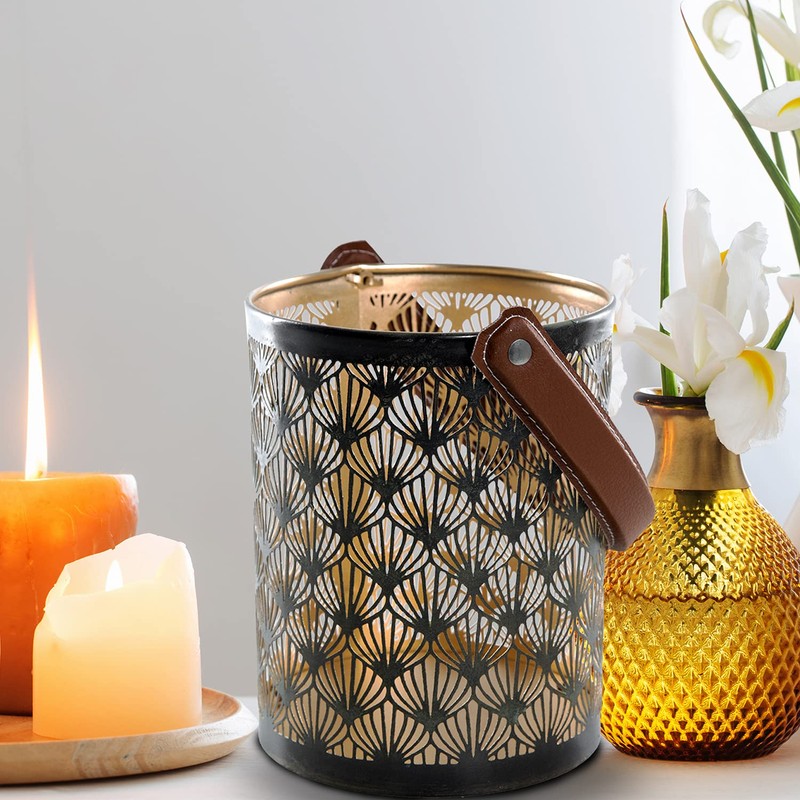 Logbuch-Verlag Lantern with Handle Black Gold Christmas Decoration Gift Metal