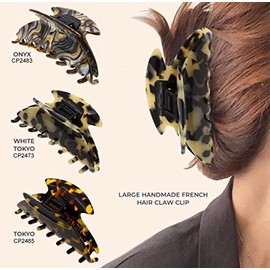 Camila Paris CP2483 French Hair Clips for Women, Handmade, Onyx for Thick Volume Hair, Girls Hair Claw Clips Jaw, Durable Styling Hair Accessories for