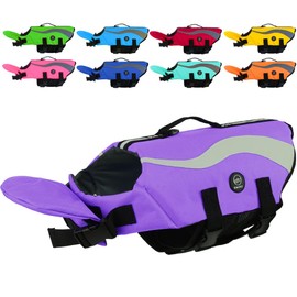 EMUST Dog Life Jacket, Ripstop Large Dog Life Vests Swimsuit for Boating/Swimming/Pool with Double Rescue Handles, Dog Flotation Vest for Large Dogs, Purple,XXL