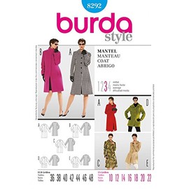 Burda Style, Coat, size (10-22) Sewing Patterns