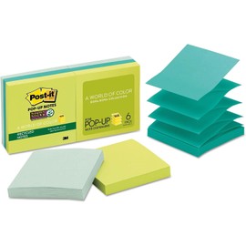 3M/COMMERCIAL TAPE DIV. Pop-Up Recycled Notes In Bora Bora Colors, 3 X 3, 90-Sheet, 6/Pack