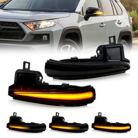 D-Lumina Sequential LED Side Mirror Turn Signal Lights Smoked Lens for RAV4 2019-2023, Tacoma 2016-2023, Highlander 2020-2023, Alphard Velltire, Dynamic Indicator Strip Mirror Marker Light, Pack of 2