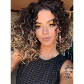 MYQUEEN 7 Packs Curly Crochet Hair for Women 8 Inch GoGo Curl Crochet hair Deep Wave Braiding hair Synthetic Bohemian Crochet Braid Ombre Brown Blonde Hair Extensions