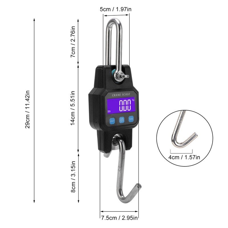 Hanging Scale Digital Display Backlight Screen 300KG Range Weighing Tool