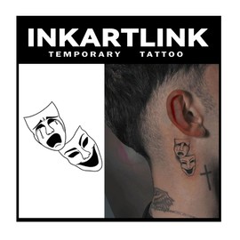 INKARTLINK Temporary Tattoos, 3 Sheets Small Semi Permanent Tattoo, Adult Art Design Temporary Tattoos, Lasts 1-2 Weeks, Waterproof, Realistic Look, No Adhesive, No Reflection (Mask)