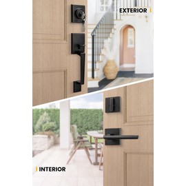 goldenwarm Oil Rubbed Bronze Front Door Handle and Deadbolt Set, Front Door Lock Set with Reversible Handle Lever, Single Cylinder Front Door Handles and Locks