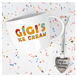 Gifts for Gigi –Gigi’s Ice Cream Bowl and Engraved Spoon Gigi’s Ice Cream Shovel – Ideal Mother’s Day Gift, Christmas Gift or Birthday Gift by Josephine on Caffeine (Gigi)