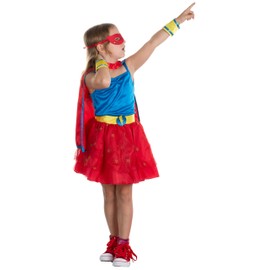 Brandsseller Girls' Costume Superhero Fancy Dress Carnival Party S (4-6 Years)