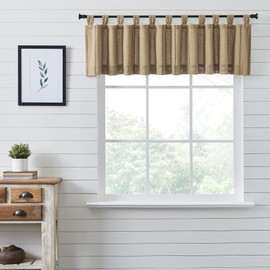 VHC Brands Stitched Burlap Curtain Valance, Natural, 16x90