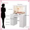 Yamissi White Vanity Set with Large LED Lighted Mirror Makeup