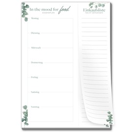Primus Print Menu Planner with Shopping List - Food Planner - Shopping List - Notepad - A5 - Meal Plan - Diet Plan (Green, 1)