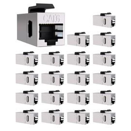 VANDESAIL 20 Pack Cat 6 Shielded Keystone Coupler, Cat6 Keystone Jacks Female to Female RJ45 Coupler, Ethernet Wall Plate Inline Keystone Coupler for Cat6, Cat5e, Cat5 Cabling Silver