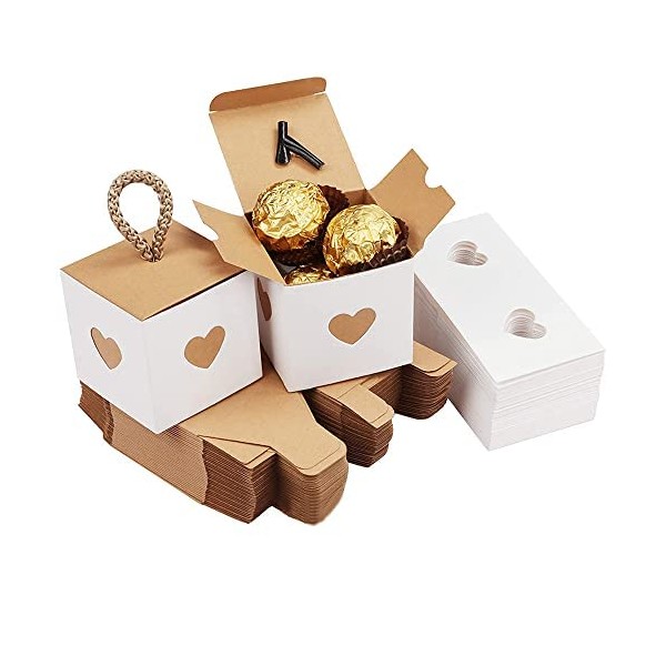 Pack of 50 Kraft Paper Candy Box, Kraft Paper Boxes Pastry, Kraft Paper Boxes, Kraft Paper Gift Box, Kraft Paper Box with Brown, for Gift Wrapping