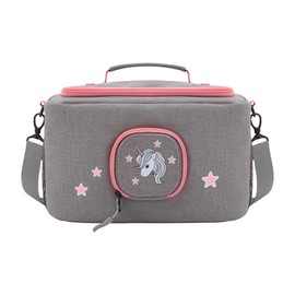 JP Journey Bag for Toniebox - Transport Bag for Tonie Figures and Box for Hanging Travel and Car (Grey/Pink Unicorn Horse), Grey-pink unicorn, shoulder bag