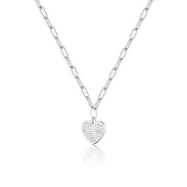 AIBEIOU Lovely Heart Necklace, 18K gold plated/silver, beautiful heart pendant, elegant choker, luxury gift for women and young girls