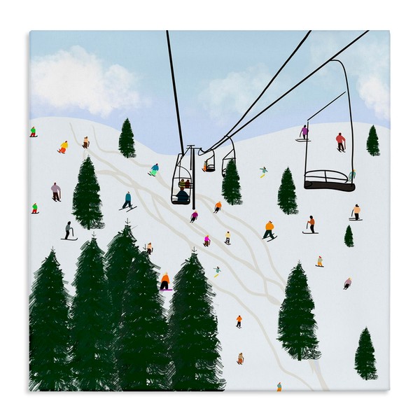 Stupell Industries Ski Lift Mountain Landscape Busy Slopes Winter Athletes,