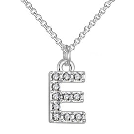 Philip Jones Pave Initial Necklace Letter E Created with Zircondia® Crystals