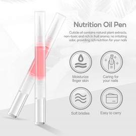 Cuticle Oil for Nail Care, Fruity Natural Ingredient Nail Oil Pen,Cuticle Oil Pen,Organic Nail Oil Pen, Nail Care Pen Products Thin Nails And Growth for Damaged Nails(5PC)