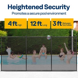 VIVOHOME Pool Fence 4FT x 24FT, 320GSM Teslin Mesh Removable Child Safety Pool Fence with Stainless Steel Tubes for Backyard Garden Pool Safety