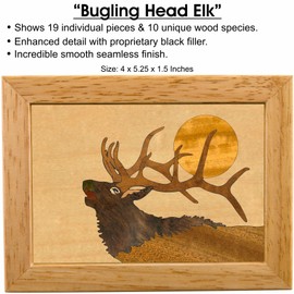 MarqArt Wood Elk Gift Box - Trinket Organizer With Hinged Lid - Store Rings, Bracelets, Watches, Coins - Great Gift For Any Occasion - Birthdays, Christmas, Graduation - (#4109AH 4x5x1.5)