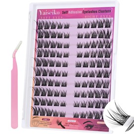 Self Adhesive Lash Clusters Natural Self Adhesive Lashes Clusters Left & Right Press on Lashes No Glue Needed Wispy C Curl Individual Lashes Kit by Yaiseiko