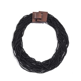 Coiris Beaded Strand Necklace for Women Boho Chunky Beaded Strand Necklace Bohemian Summer Beach Necklace Jewelry for Women(N0059-Black)