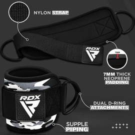 RDX Ankle Straps for Cable Machines Resistance Bands Attachment, 7mm Neoprene Padded 10”x4”, Gym Wrist Cuff Women Men Home Fitness, Weight Lifting D-Ring Booty Leg Workout Curls Kickbacks Hip Abductor