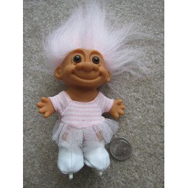 Russ Berrie Ice Skating Troll, with Pink Hair