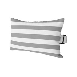 T&H XHome Outdoor Pillow for Chaise Lounge Chair, Gray and White Stripe Waterproof Headrest Pillow Lumbar Pillows with Adjustable Elastic Strap for Beach, Poolside, Patio, Office (1 Pack)