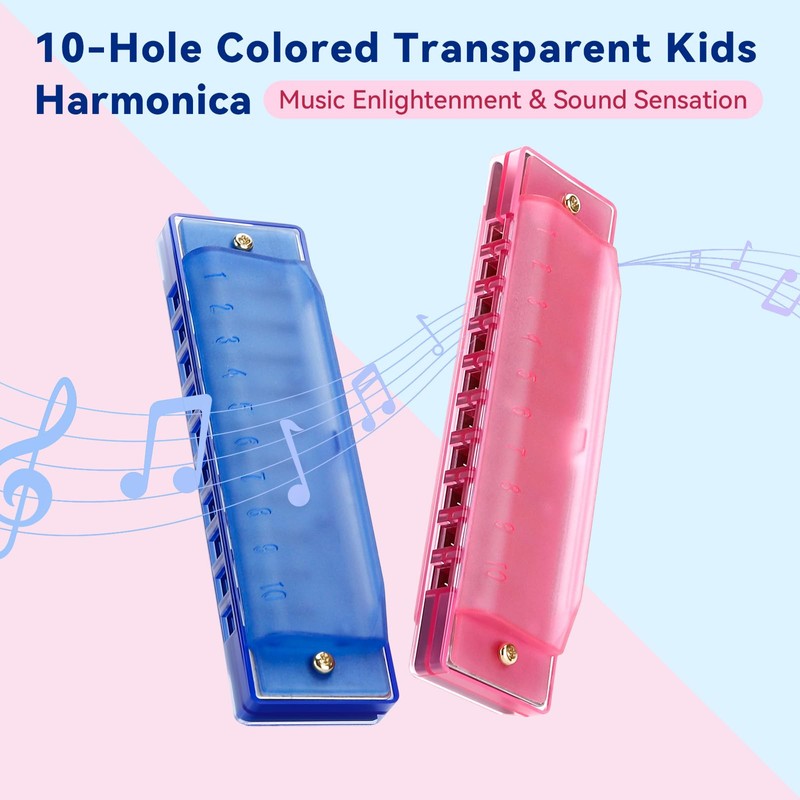 2 Pack Harmonica, 10 Hole Diatonic Harmonica Key of C