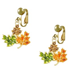 Fall Leaves Gold Tone Earrings CLIP-ON