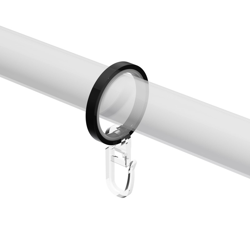 Interdeco Curtain Pole Rings with Sliding Insert and Pleat Hooks,