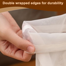 Pack of 6 Reusable Straining Cloths, 30 x 20 cm, Cheese Cloth, Fine Mesh Cheesecloth, Washable Nut Milk Bag, Straining Cloth, Drawstring Design, Cheese Cloth for Tofu Juice, Cheese, Tea, Nut Milk,