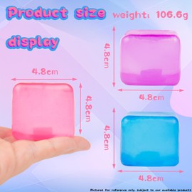 3pack Stress Cube Squishy Stress Balls for Adults Kids Sensory Fidget Toy for Your Best Mellow and Chill -Ice Cubes-Square Shape with Filling in Pink Purple Blue