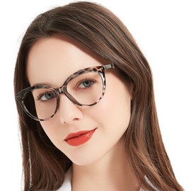 MARE AZZURO Oversized Reading Glasses Women Trendy Round Readers 100 125 150 175 200 225 250 275 300 350 (Leopard, 2.0)