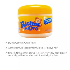 Ricitos De Oro Chamomile Baby Styling Gel. Alcohol Free. 4.0 Fl Oz. Pack of 6