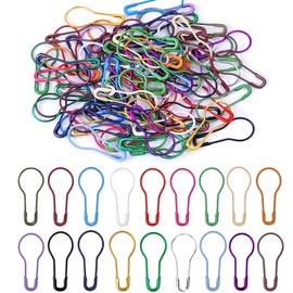 HFZRZFH Colorful Gourd Safety Pins as Stitch Markers for Knitting and Crocheting - 100 Pieces in Mixed Colors, Assorted Pear Shaped Design | Premium Iron Construction, Size: 0.87" x 0.34"