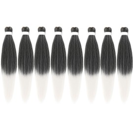 LDMY 8 x 26" 3 Tone Silver Grey Pre Stretched Braids Braids for Wigs Braids Heat Resistant