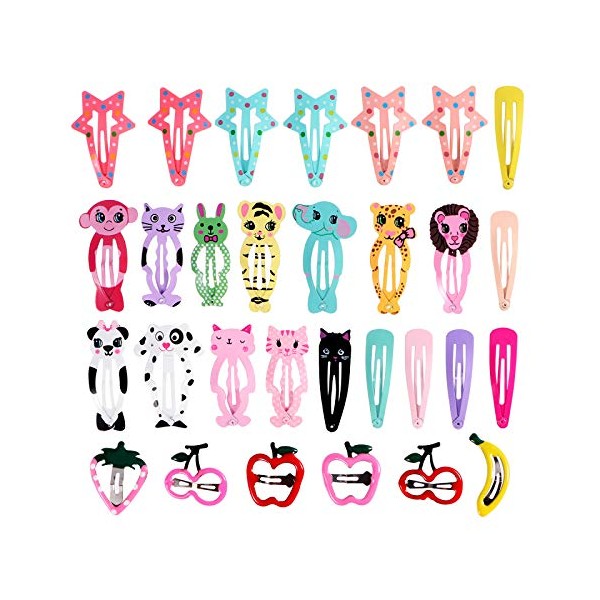 Frcolor 25pcs Caricature Design Hair Clip Girls Metal Buckles Barrettes for Toddlers