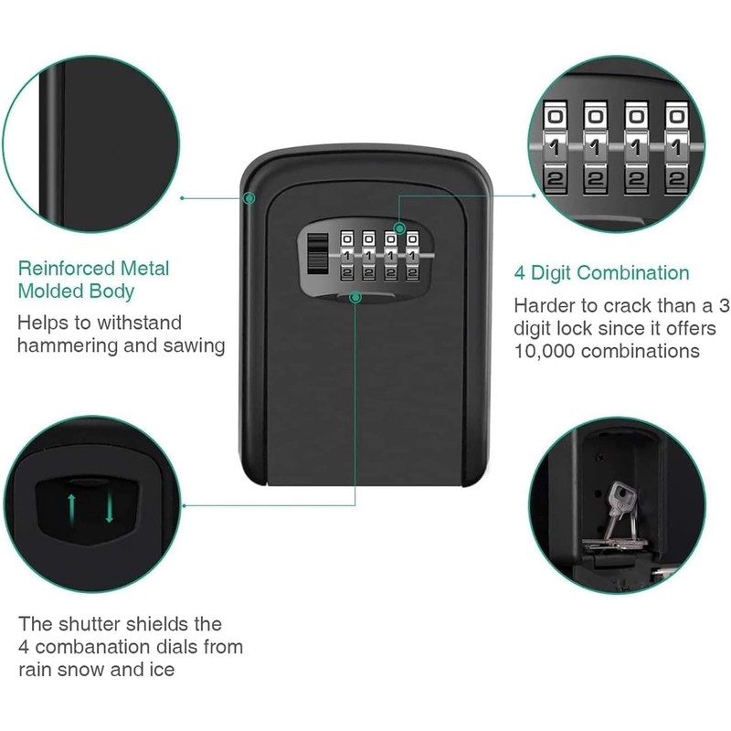 Bolwins H34CS Key Safe with 4 Digit Combination Code -