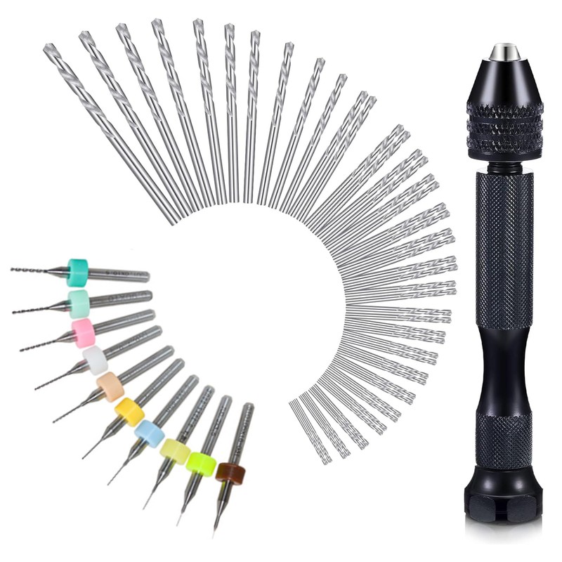 57-Piece Hand Drill Set with Pin Vise, 46 Micro and