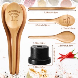 3 Pieces Golden Spoon Award Trophies Set Chili Cook off Wood Spoon Prizes Wooden Laser Engraved with Wooden Trophy Base Cooking Baking Gifts for Bake off Chili(8.66'')