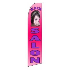 Hair Salon Lady Advertising Feather Flutter Swooper 3 Ft Banner Flag and Pole On